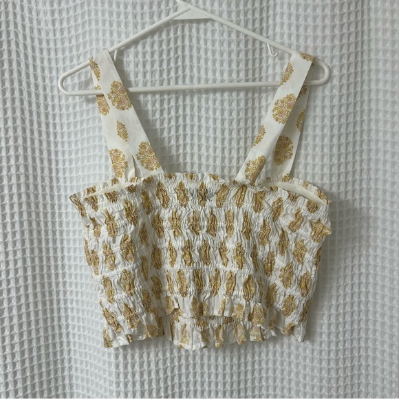 J. Crew Smocked Tube Top Gathered Floral Block Print Size Large - Picture 9 of 11